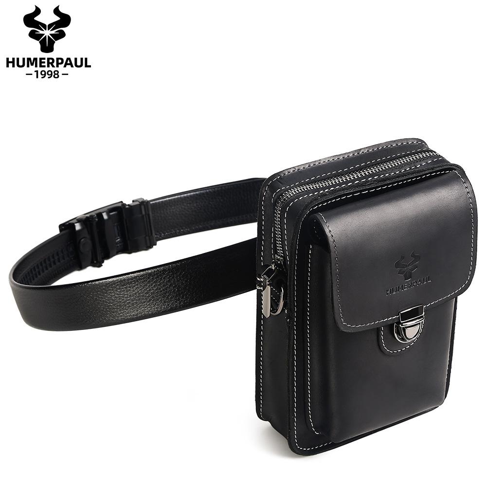 Humerpaul New Men Bags First Layer Cowhide Shoulder Bag Retro Messenger Bag Multi-function Tool Storage Bag Sports Waist Bag
