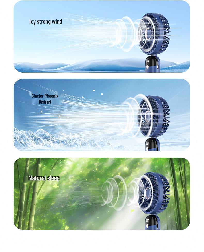 Custom Mini Handheld Fan: Portable, Foldable, USB Rechargeable with Digital Display