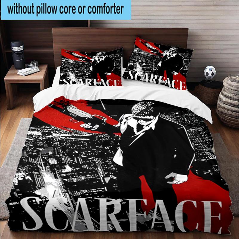 3PCS Scarface: Urban Art 3pcs Bedding,Including 3PCS Duvet Cover And 2pcs Pillowcases Perfect for Christmas,Ideal for Bedroom, Dormitory