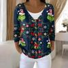 Women's Fashion Long Sleeve Christmas Snowman Snowflake Print Jacket Cardigan
