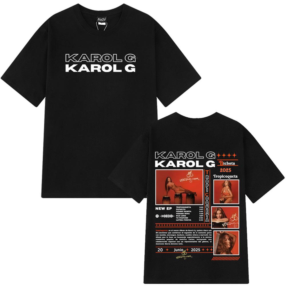 

2025 Summer Singer Karol G Tropicoqueta Album T-shirt Men s Women Clothing Breathable 100% Pure Cotton Printed Leisure T-shirt S