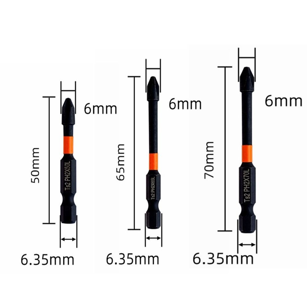3PCS S2 Impact Screwdriver Bit 50-70mm Screwdriver Head  Electric Screwdriver