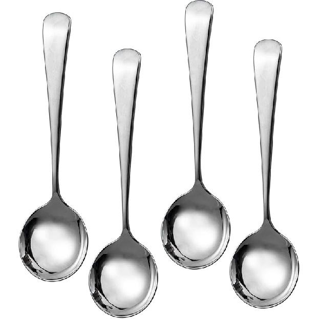 IMEEA Roud Soup Spoons SUS304 Stainless Steel Small Soup Spoons 6-Inch, Set of 4 серебряный