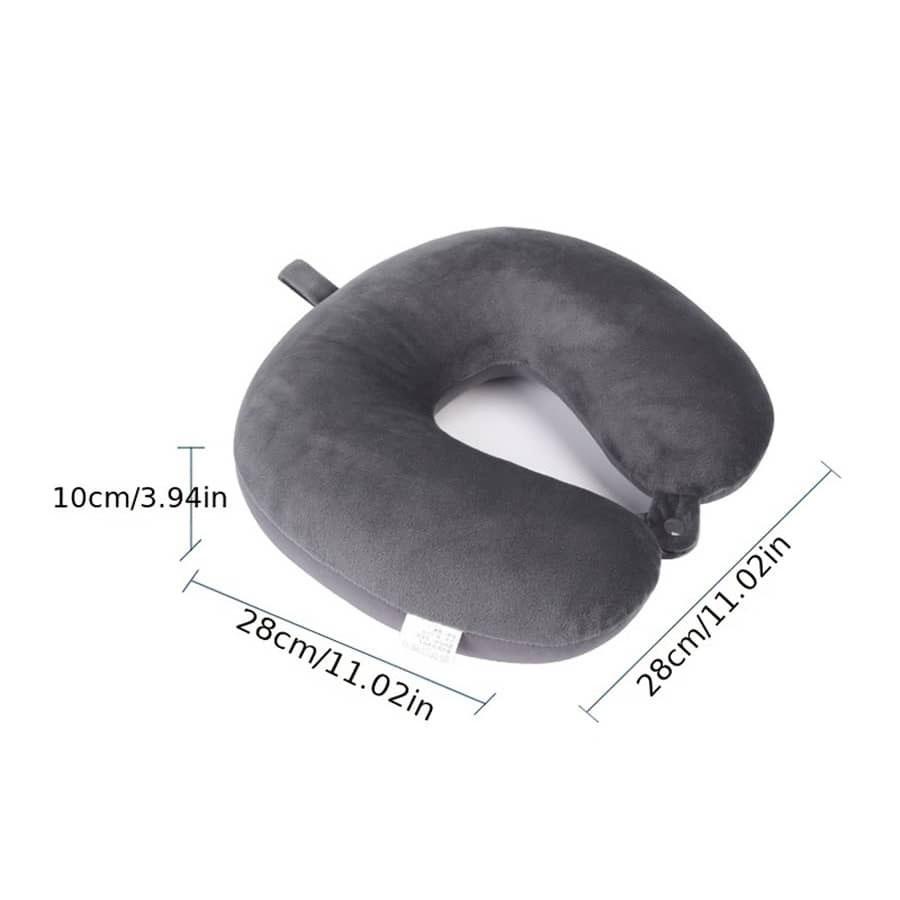 Travel Neck Pillow for Airplane, Car, Office - Memory Foam Support with Snap Strap Soft Washable Cover Portable for Flight&Home