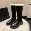 Fashion Thickened long tube boots for women in autumn winter fashionable comfortable warm zippered long tube boots for women