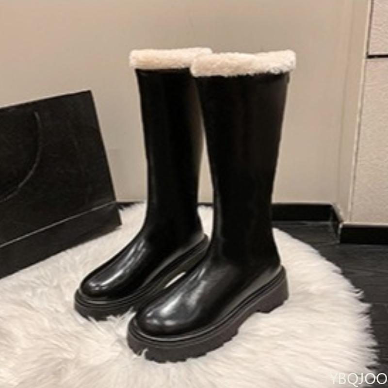 Fashion Thickened long tube boots for women in autumn winter fashionable comfortable warm zippered long tube boots for women