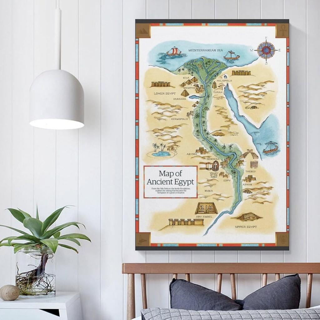 bandmopt Map of Ancient Egypt Canvas Poster Wall Art Decor Print Picture Paintings for Living Room Bedroom Decoration 08x12inch(20x30cm)