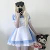 Nebesky modré Halloweenské šaty Alice v říši divů Lolita Služebná