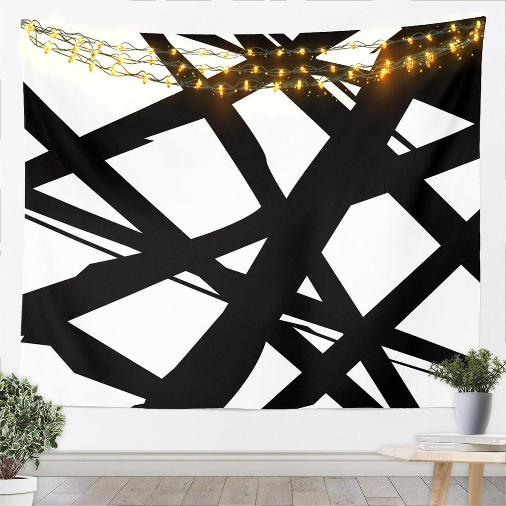 Stripes Wall Art Dark Black And White Tapestry For Kids Boys Girls Teens Room Decor Abstract Hanging Blanket Medium Geometric