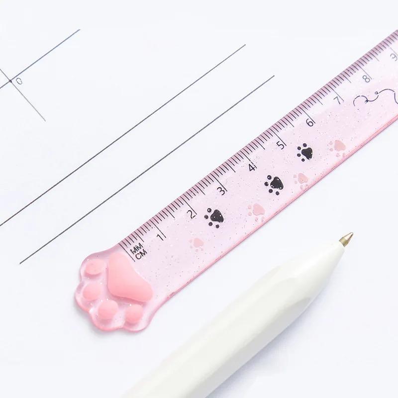 1pcs Cute Kitten Cat Claw Ruler Stationery Fun Drawing Gift Office School Measurement Drawing Ruler