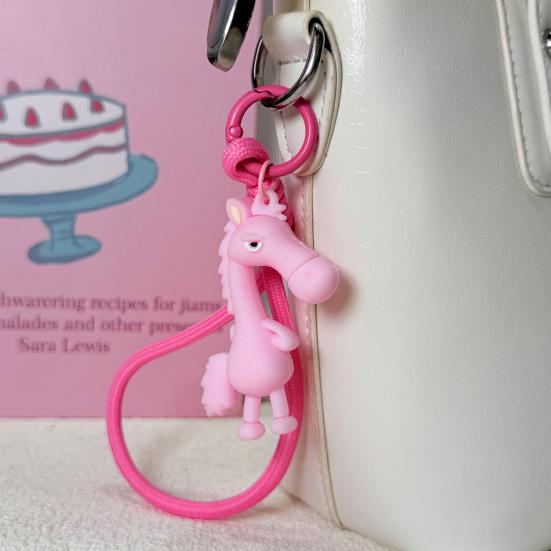 Cooler Pferde-Anhänger Schlüsselanhänger Niedlicher Pferde-Schlüsselanhänger mit Lanyard Cartoon-Anhänger für Handtaschen Tier-Schlüsselanhänger Glücksbringer