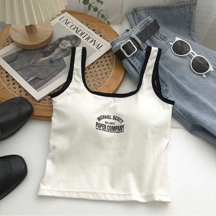 Korean Style Cotton Letter Bandeau Backless Bodycon Vest