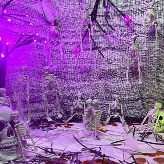 10 Pcs Mini Skeleton Figurine Decoration 6" Posable Human Bone Statue Plastic Skull Prop for Halloween Home Haunted House Party Favors