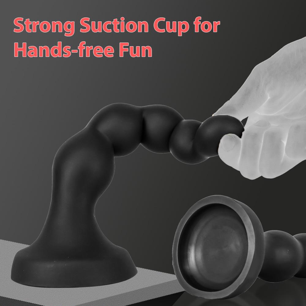 New Five Bead Anal Strips Liquid Silicone Soft dildo Masturbator with Anal Stopper and Expansion for Men's Postcoital Orgasm Products