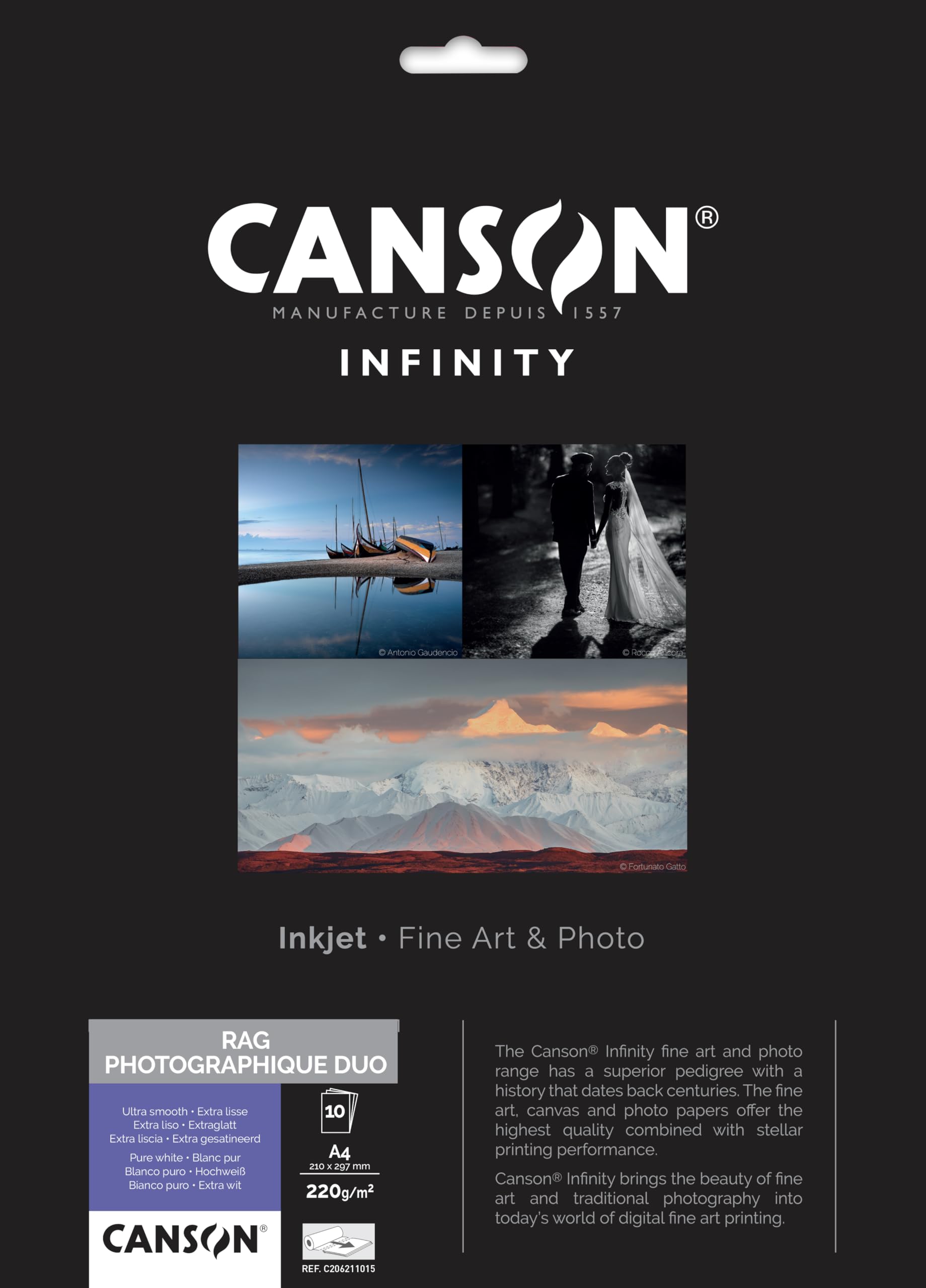 

Canson Infinity Rag Photographic Duo Photo Paper, A4, 10 Sheets, 06211015 [Officially Imported]
