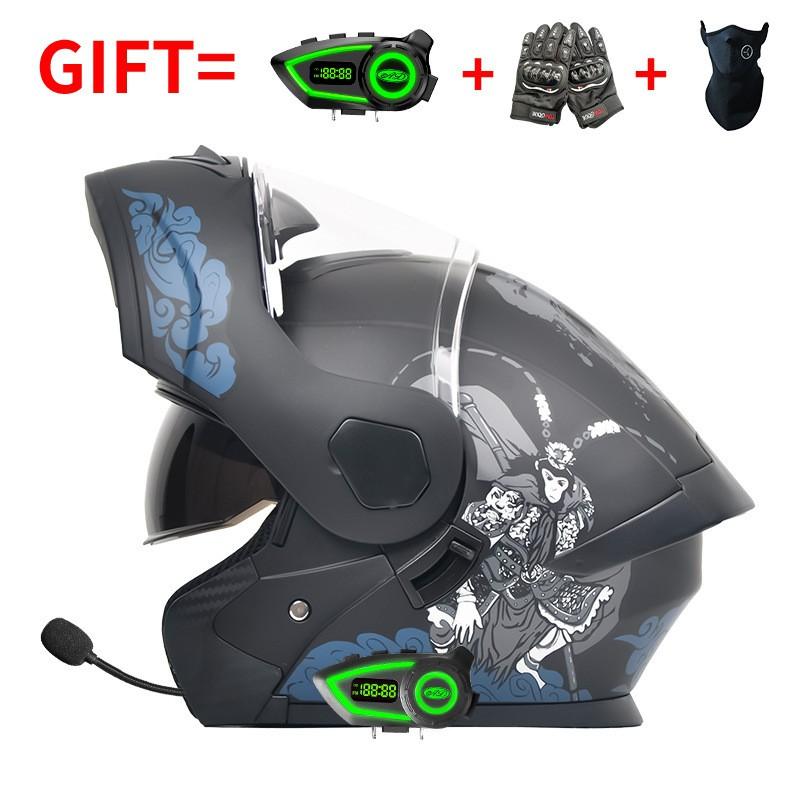 DOT Certified Full Face Motorcycle Helmet With Flip-Up Visor Dual Lens Bluetooth Compatible All Season Unisex