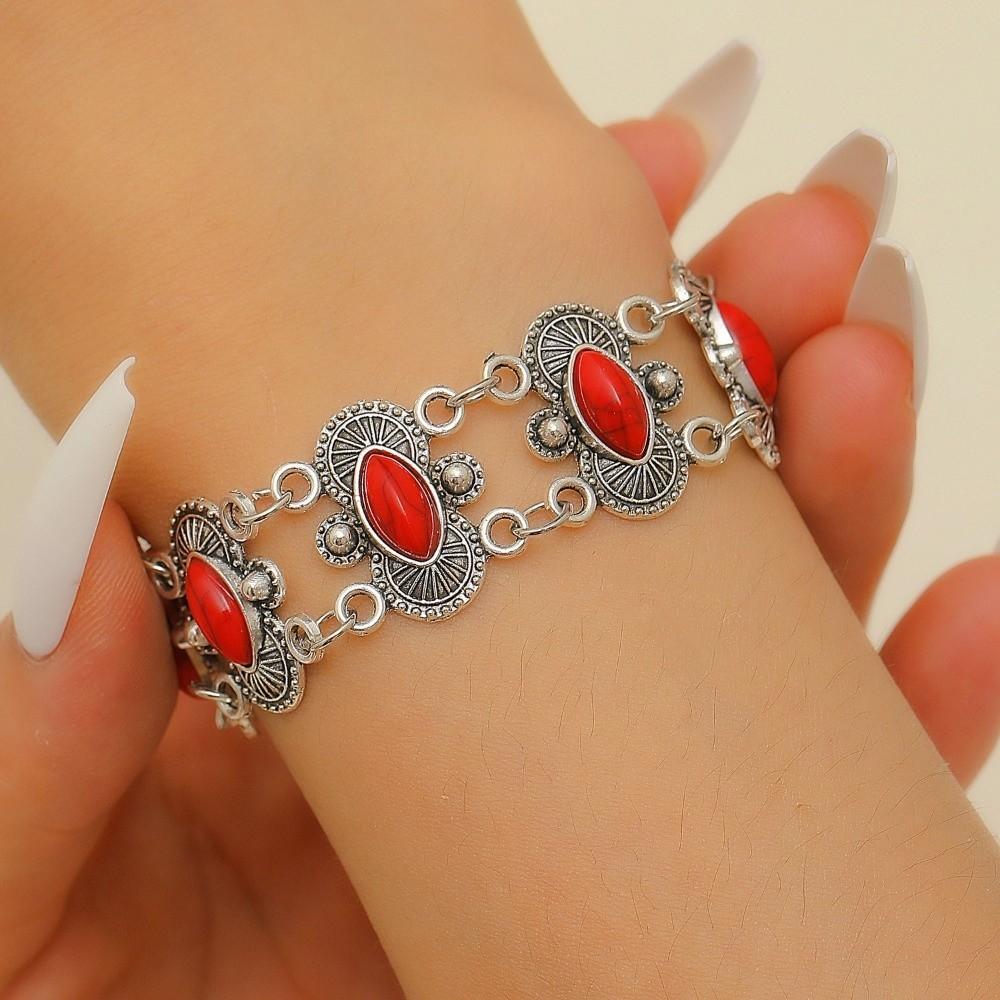Tribal Breiter Armreif Ethnischer Stil Böhmische Armreifen Temperament Türkis Armband Damen