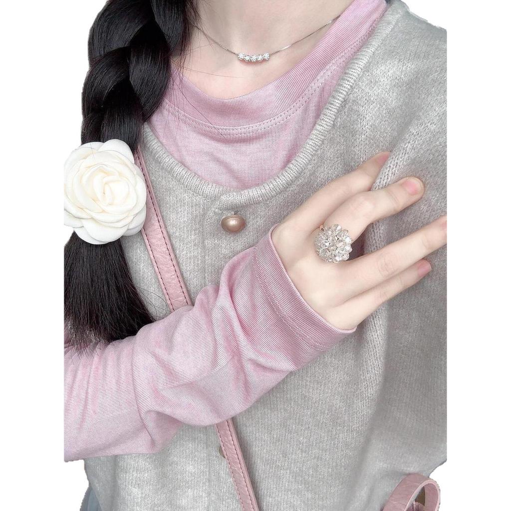 Women's Retro Knit Shawl Vest with Gold Buckle - Autumn/Winter Korean Style Cardigan