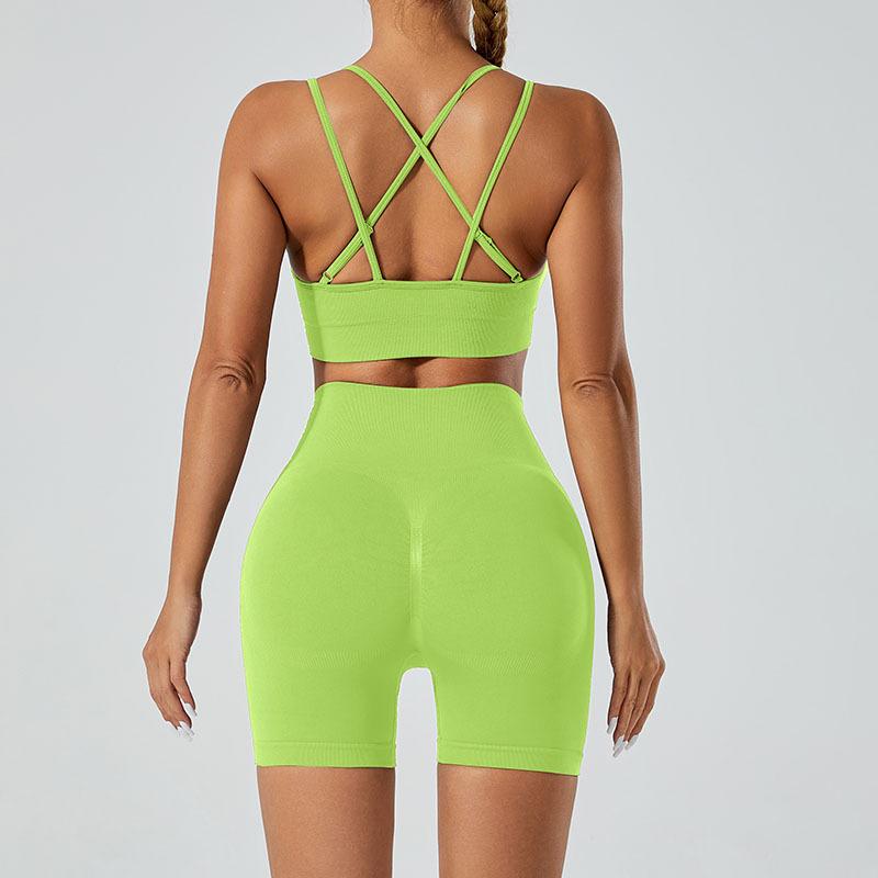 New Seamless Gathering Sports Bra, High Waist And Hip Lifting Yoga Pants, Running And Fitness Clothes, Sports Yoga Set For Women