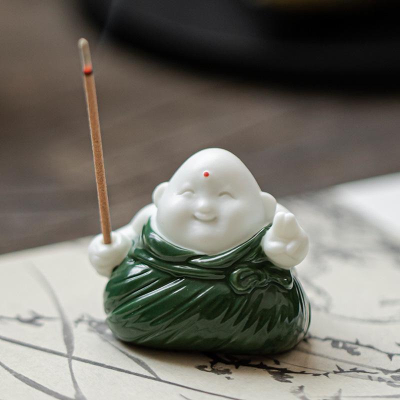Creative Zongzi Ceramic Incense Holder - Indoor Incense Burner and Dragon Boat Festival Ornament Souvenir.