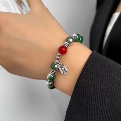 New Chinese Style Ethnic Style Round Bead Bracelet Auspicious Tag Bracelet Women's New Chinese Style Ins Niche Design Jewelry