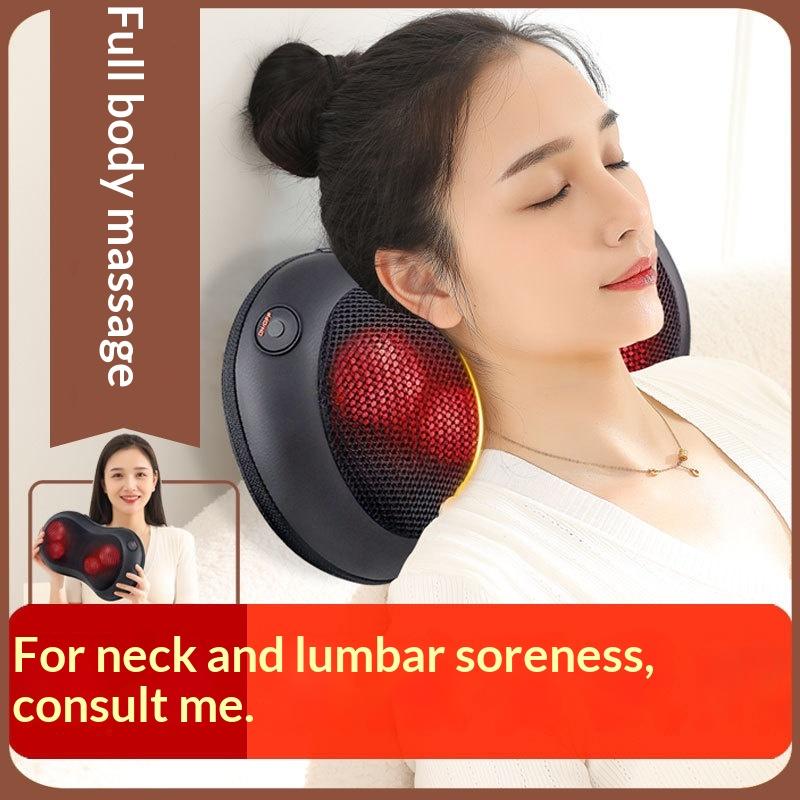 Portable 4D Heated Shiatsu Massager Pillow Ergonomic Neck Back Muscle Soreness Relief for Home Car Travel Office