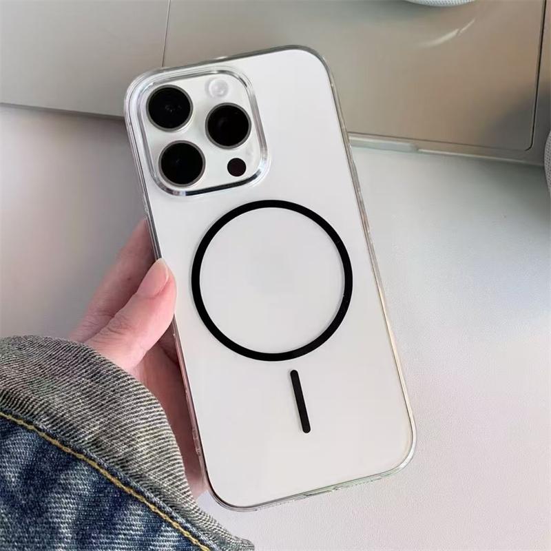 For Magsafe Transparent Hard PC Phone Cases For iPhone 16 15 14 13 12 11 Pro Max 16e Plus Magnetic Wireless Charging Clear Cover