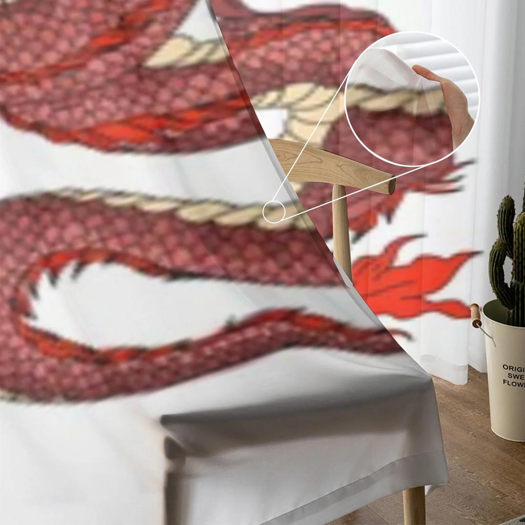 Hand Drawn Red Dragon Sheer Window Curtains For Living Room Bedroom Modern Voile Tulle Curtains Fabric Drapes For Kitchen