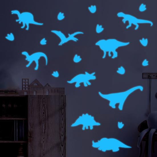 1 Sheet Glow-in-the-Dark Dinosaur Wall Stickers Waterproof Dinosaur Footprint Wall Decals Dinosaur Stickers for Nursery Kids Room