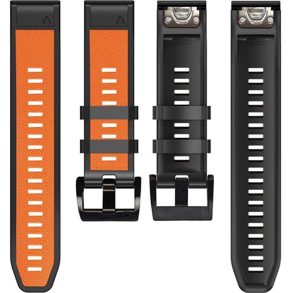 Quickfit Silicone Strap 26mm for Garmin, Orange / Black