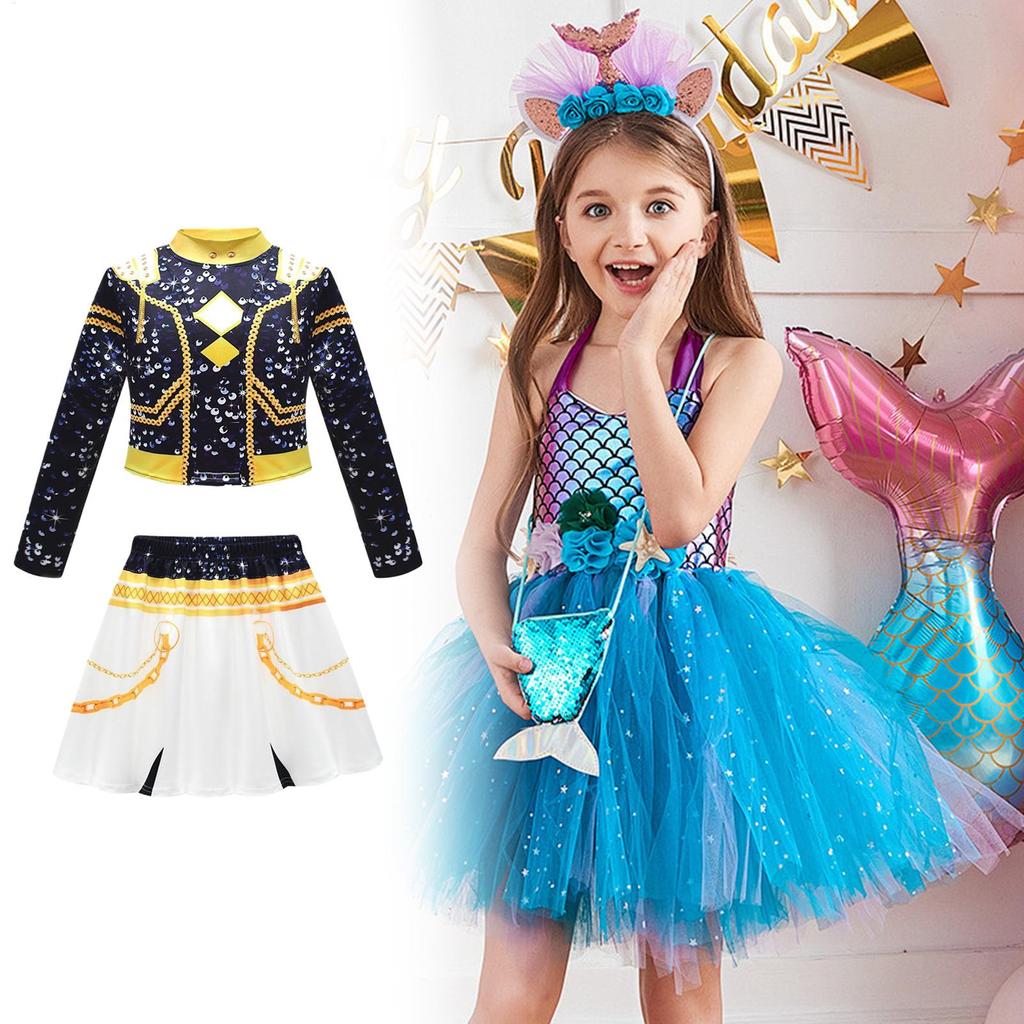 Halloween Kostüme Party Outfit Kleines Mädchen Langarm Oberteil Shorts Set Für Familienfeier Bühnenshow Cosplay Festival