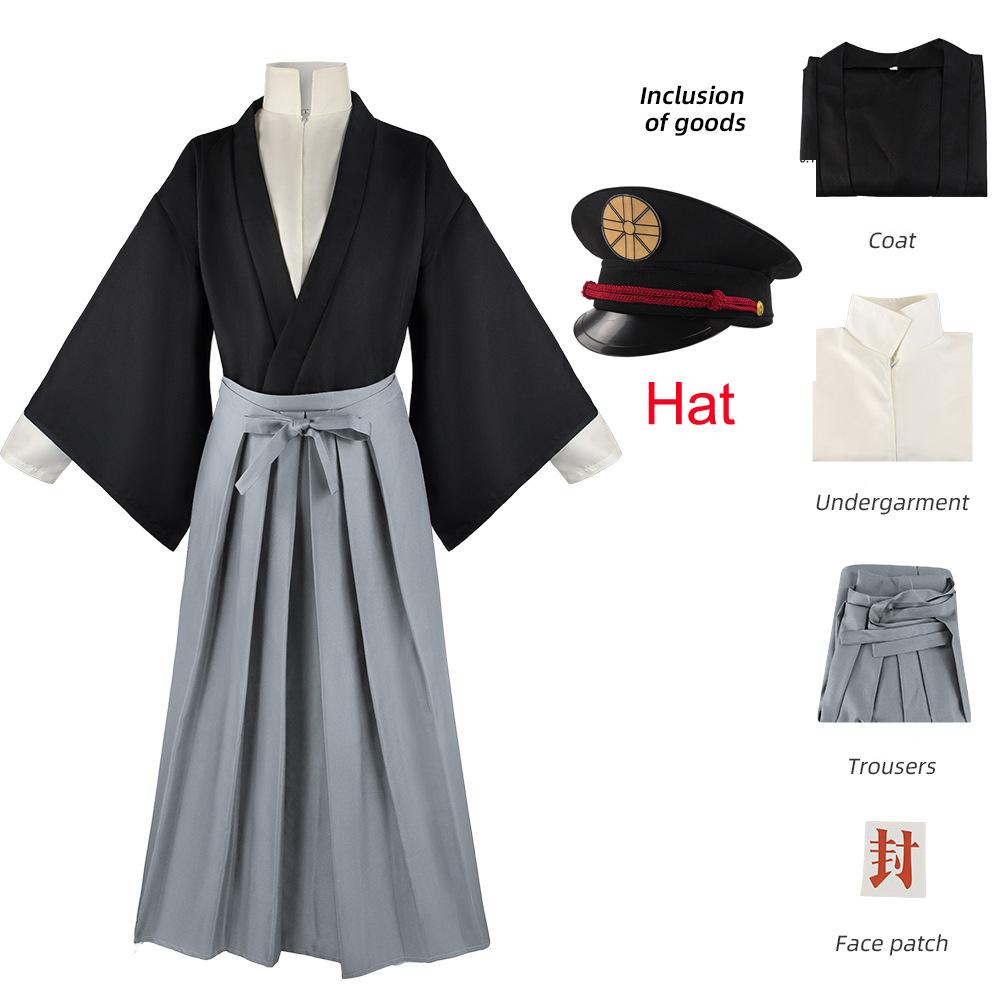 Anime Kostüm Toilet-bound Hanako-kun Yugi Tsukasa Kimono Grau Lila Uniform Cosplay Outfit Kimono Hut Verkleidung Halloween Party Unisex