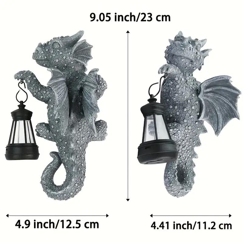 Solar- Dragon Tree Hugger Garden Statue - Glowing Resin Dragon Figurine Night Light with Solar Lantern, Outdoor/ Wall/Fence