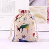 Advent Calendar Christmas Drawstring Gift Bag Set with Deer Pattern, 1-24 Count Cotton Bags