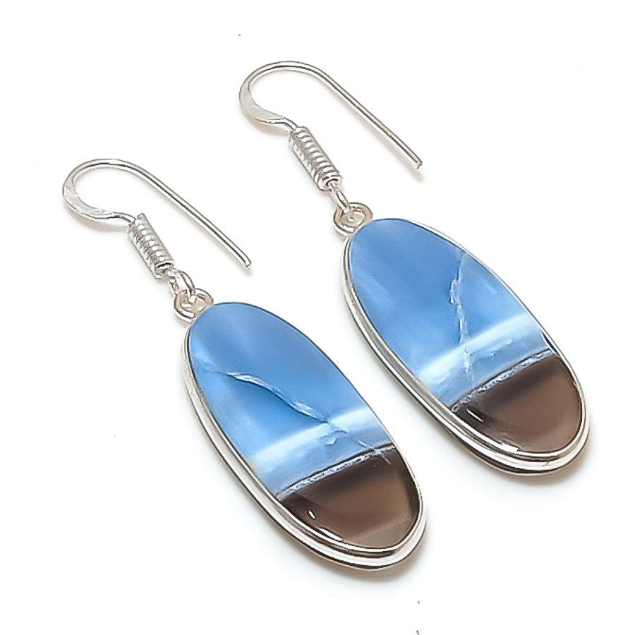 Натуральный Опал Оуайхи Камень Драгоценный Ручная Работа Серьга из Стерлингового Серебра 925 пробы 1,85  AE-11480