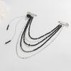Punk Hip-hop Black Long Crystal Chain Tassel Pendant Brooch Multi-layer Creative Gravel Weaving Girl Fashion Set Jewelry