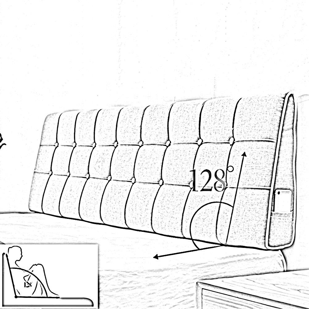 MIAOLIDP Jednobarevný 10 trojúhelníkový bederní lněný pratelný polštář do ložnice, 7 barev, podpůrný, postel, polštář, (Barva 6#, Velikost 150X15X50CM)