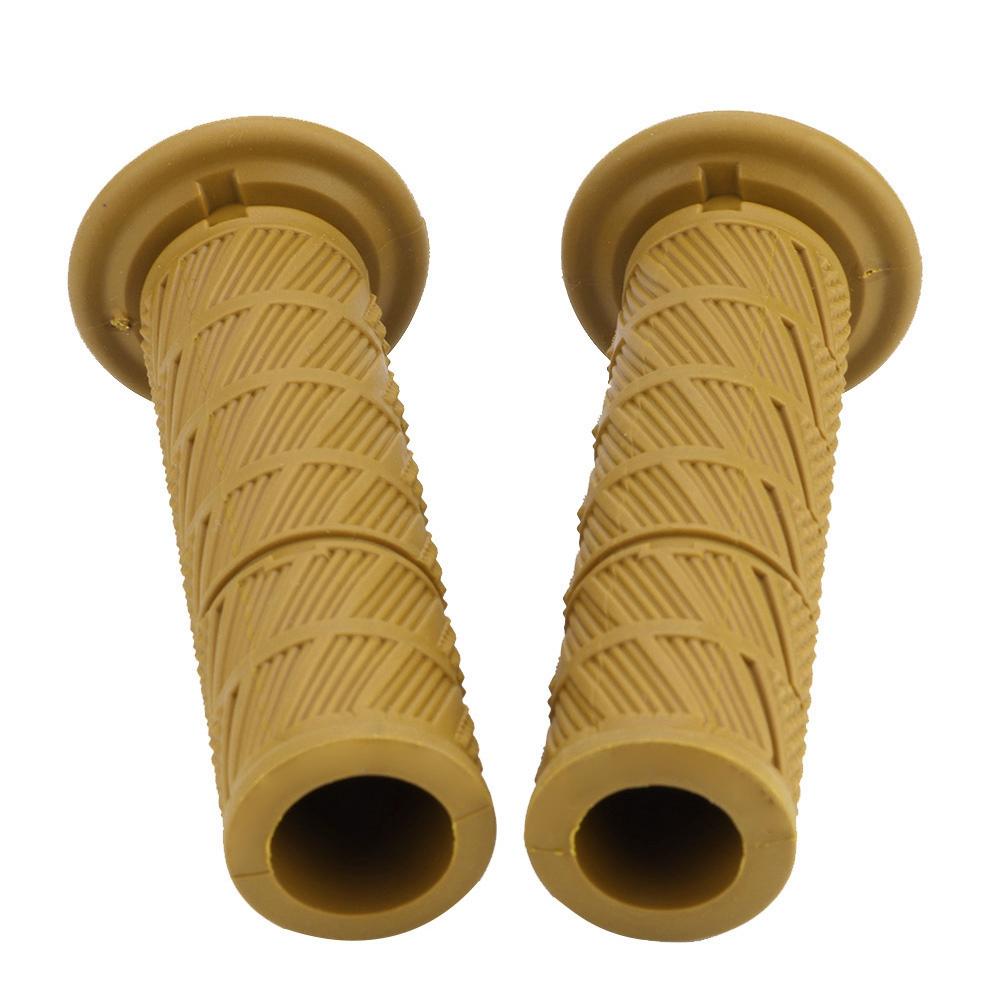 2Pcs 22mm Universal Vintage Motorcycle Handlebar Grips Diagonal Handle Bar Ends (Light Tan)