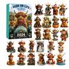 2026 New Highland Cow Figures Advent Calendar , 24PCS Decorative Hanging Ornament Countdown Calendar Christmas Gift Supplies