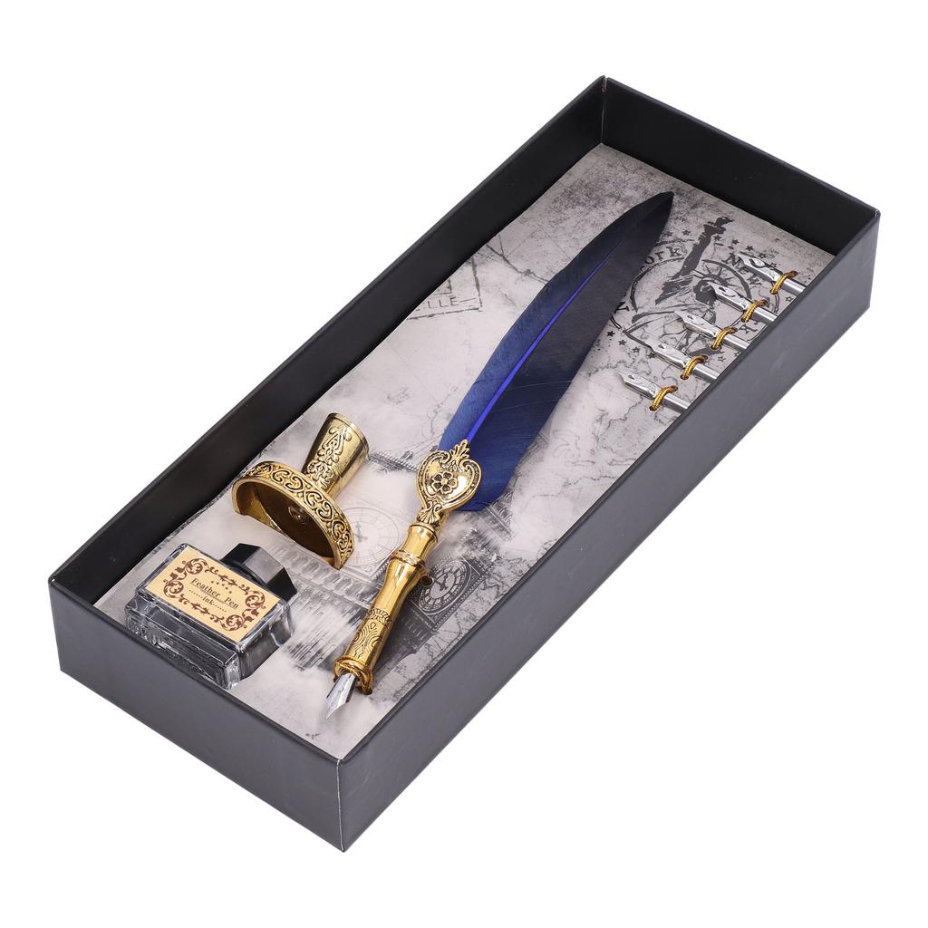 Feather Pen Exquisite Vintage Elegant Stainless Steel Smoothly Writing Wear Resistant Quill Pen