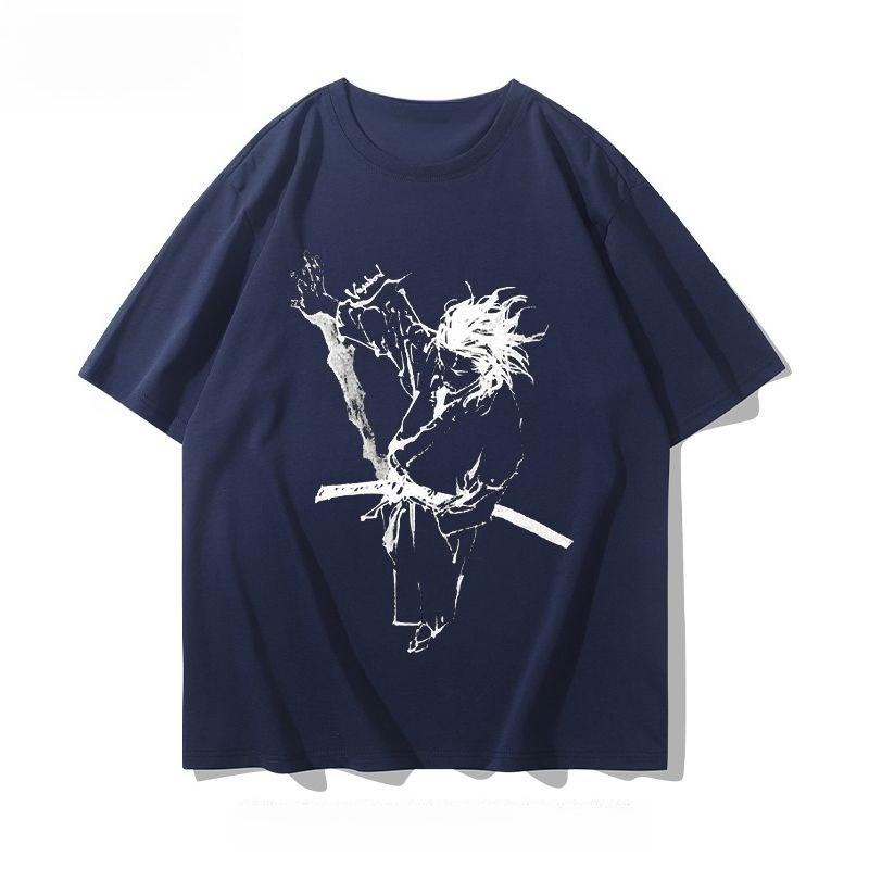 2025 Autumn and Winter New Men's and Women's Retro Knight Print T-shirt Pure Cotton Round Neck Comfortable High-quality T-shirt