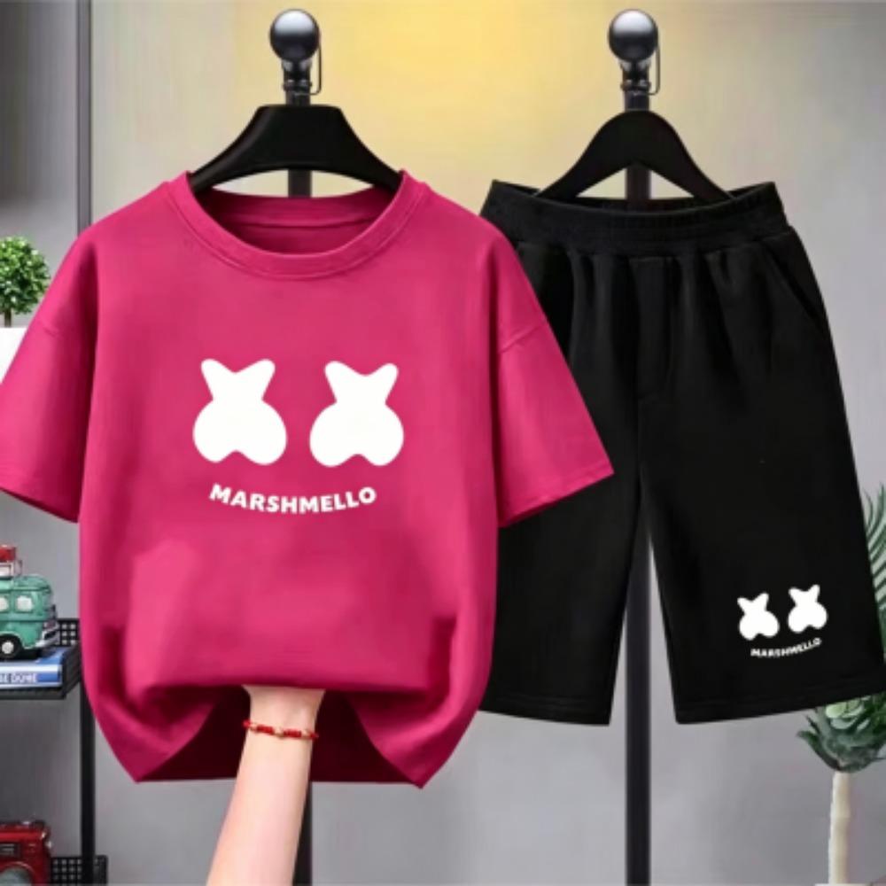 Fashion Kids T-shirt Shorts Set Fun Letter Printed Short Sleeve Tops Shorts 2pcs Summer Boy Girl's Outdoor Casual T-shirt Sets