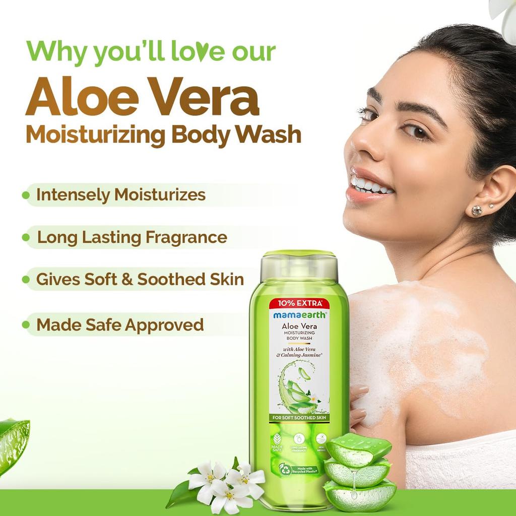 Mamaearth Aloe Vera Moisturizing Body Wash 275 Ml Pack of 1 With Calming Jasmine Fragrance For Soft Skin