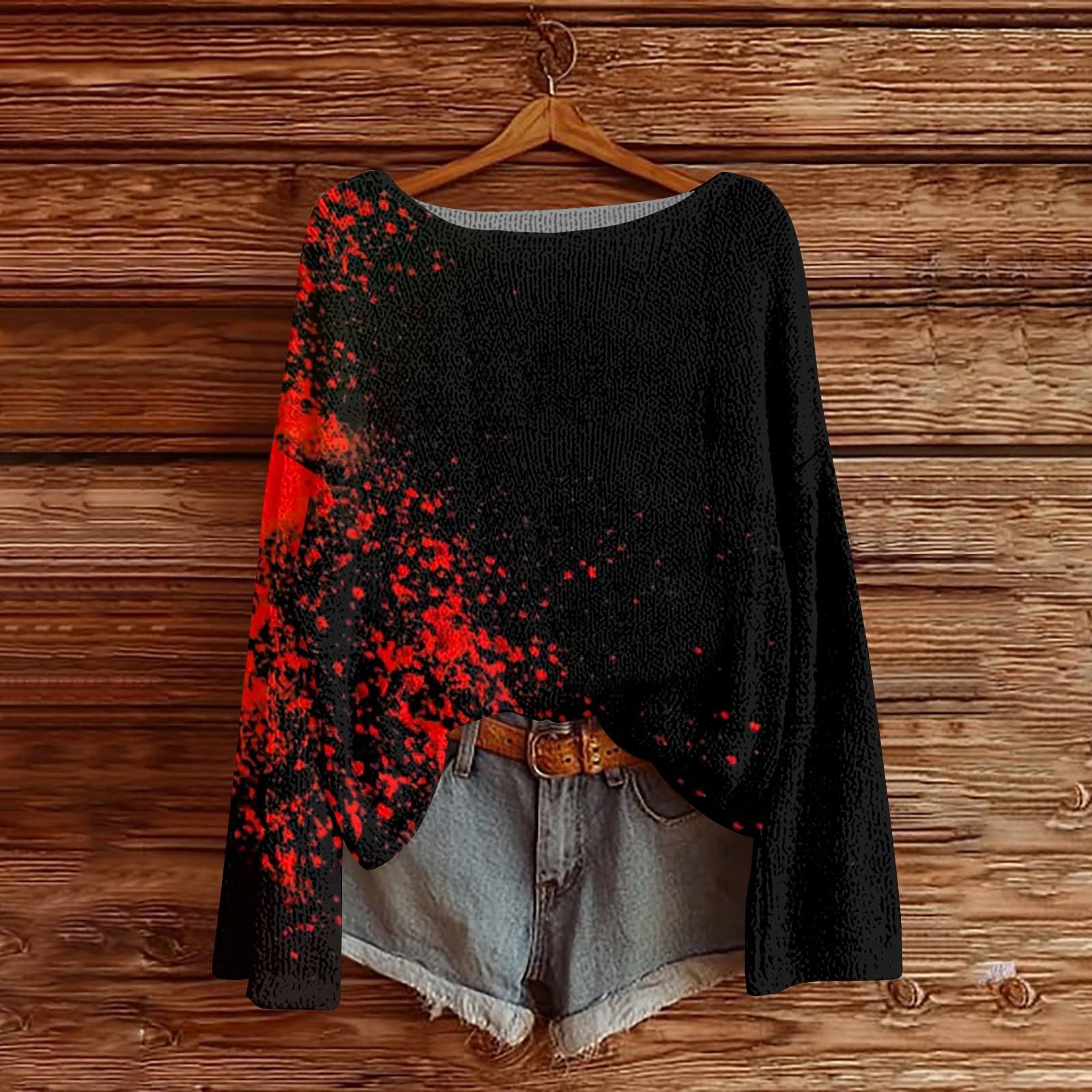 

Свитшоты на Хэллоуин для женщин, вязаный свитер, милая рубашка, осенний свитер с круглым вырезом, топы XXL