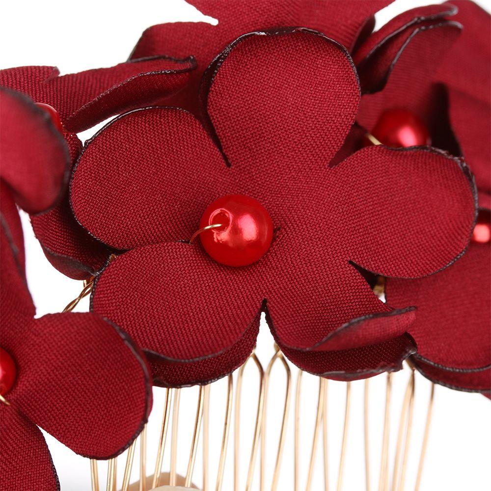 Romantic Wedding Bridal Clips Hair Combs Bridesmaid Tiara Red Flower Hair Pin Romantic Wedding Bridal Clips Hair Combs Bridesmaid Tiara Red Flower Hair Pin