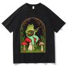 Funny Frog On Mushroom T Shirt Banjo Playing Animal Graphic Tee Retro Aesthetic Harajuku Streetwear Top Casual Unisex Summer Tee