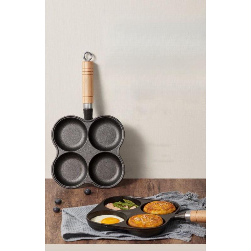 Household Four-Hole Egg Frying Pan Burger Mold Pancake Flat Bottom