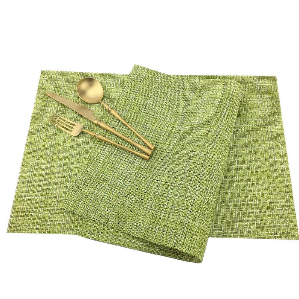 Dinner Placemat 6pcs Dining Pvc Table Mat Disc Pads Green Decoration Tablemat Tableware Pvc Placemat Kitchen Dinning Bowl Mat
