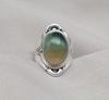 Fluorite Sterling Silver Ring: Green-Gold Crystal, Boho Healing Jewelry