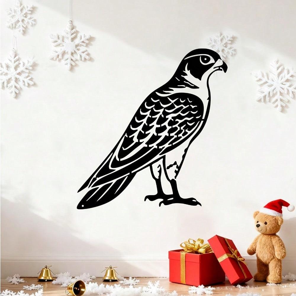 1pc Majestic Falcon Metal Wall Art, Rust-Resistant Raptor Sculpture for Garden & Living Room Decor